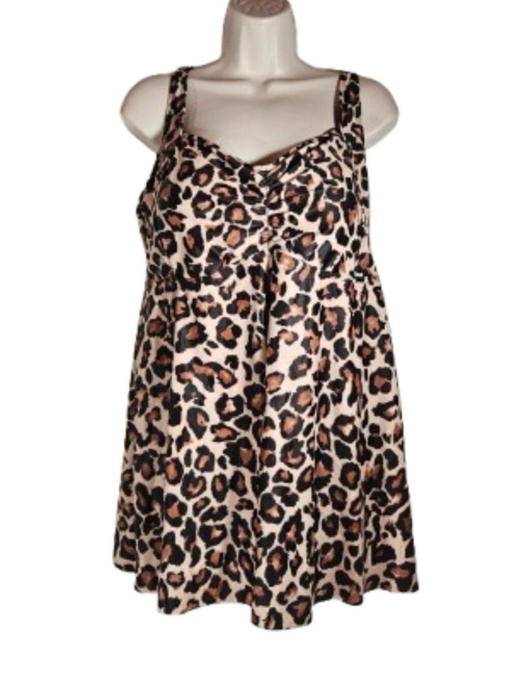 Aqua Eve Leopard Print Tan Black Swimsuit Top Women's Size 18W